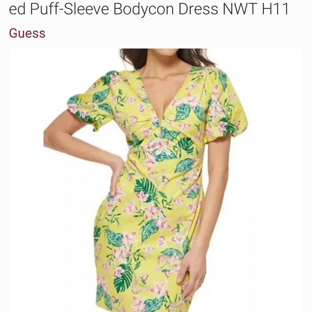Guess womens floral yellow dress